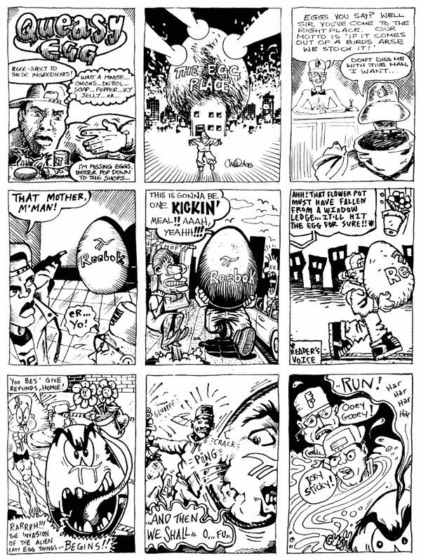 1 Lawrence Burton 2 Charlie Adlard 3 John Mulcreevy
4 Luke Walsh 5 Bernado Maldanado 6 Simon Gane
7 Nigel Lowrey 8 Martin Meeks 9 Lee Kennedy
All artwork  individual artists. Not to be reproduced without permission